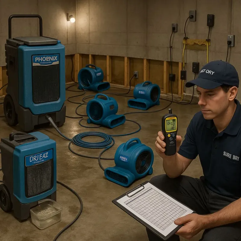 Structural Drying and Dehumidification process in Radnor, PA